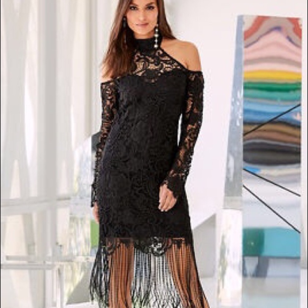 Boston Proper Cold Shoulder Chunky Lace Dress, NWT